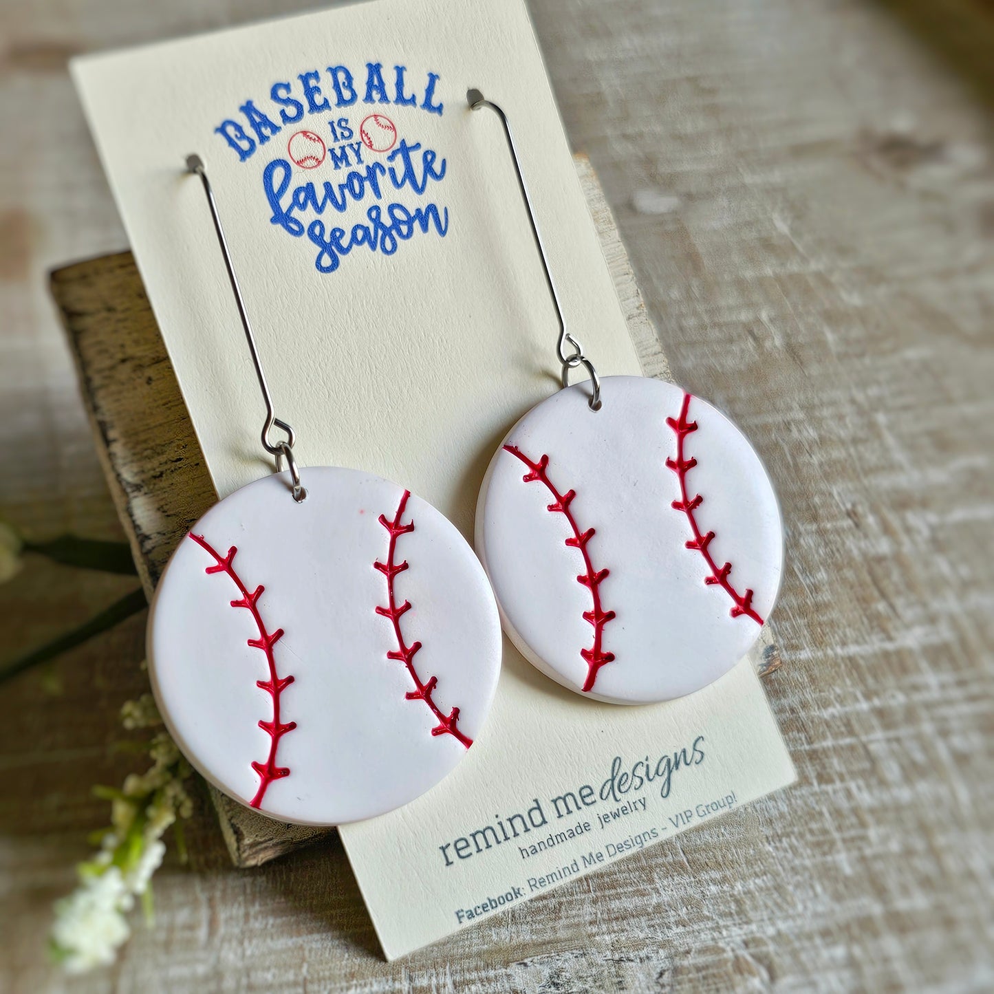 Baseball Clay Dangle Earrings