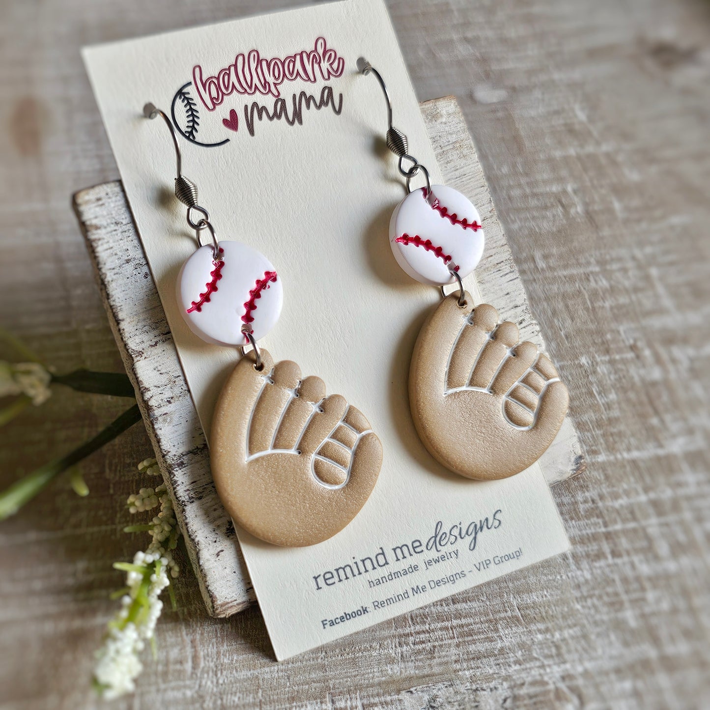 Baseball Clay Dangle Earrings