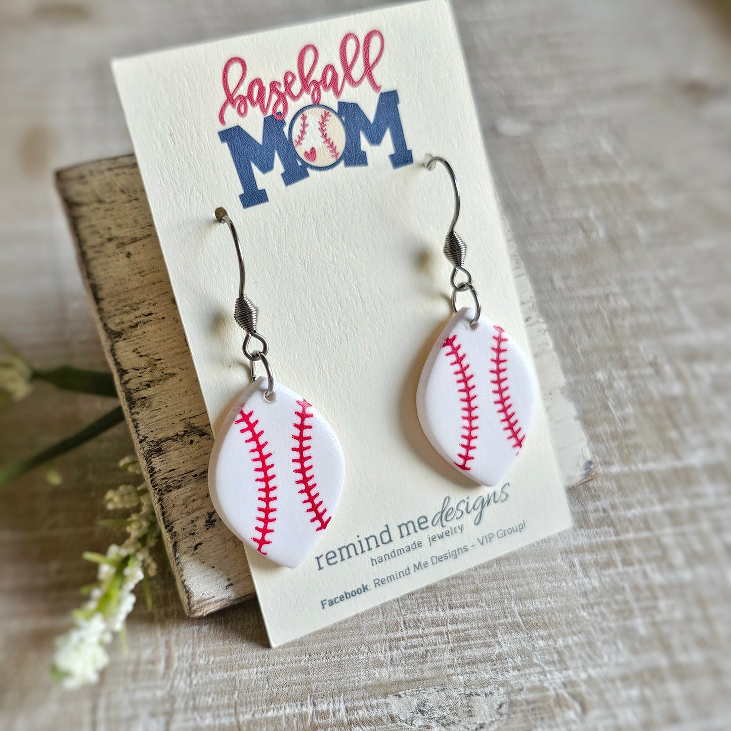 Baseball Clay Dangle Earrings