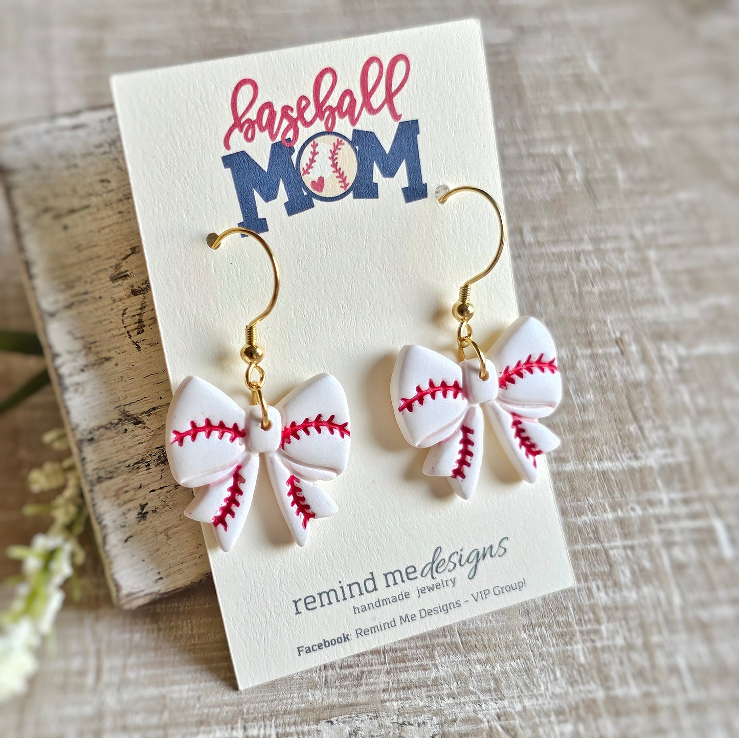 Baseball Clay Dangle Earrings