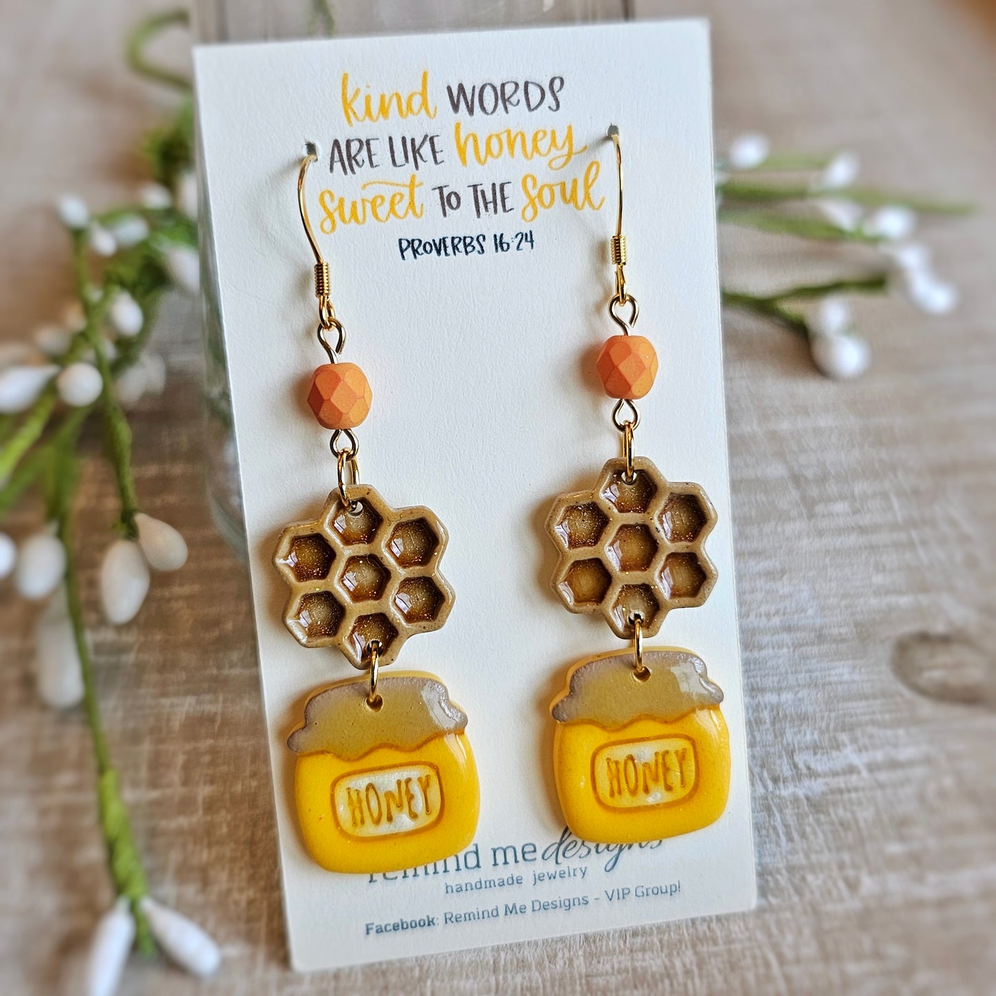 Honey Bee Clay Dangle Earrings