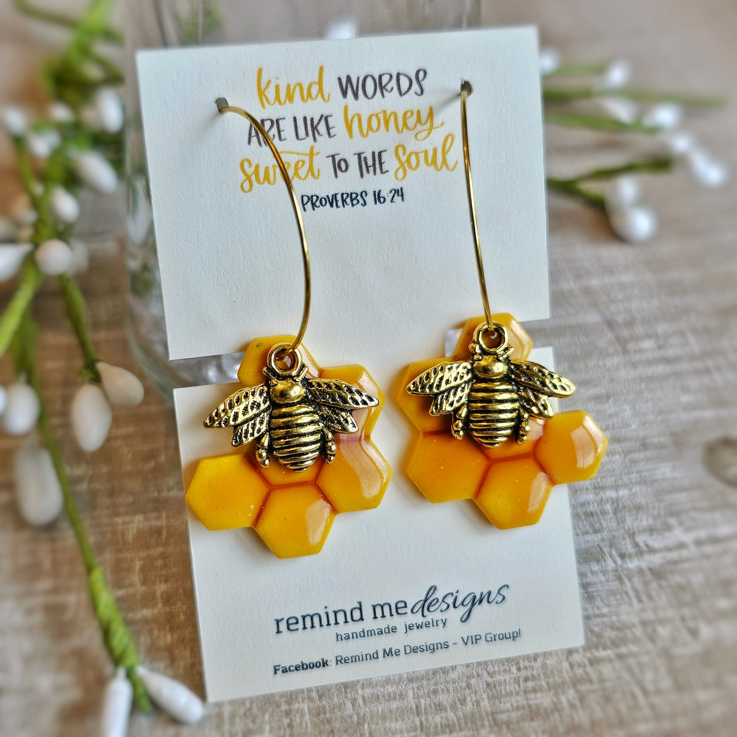 Honey Bee Clay Dangle Earrings