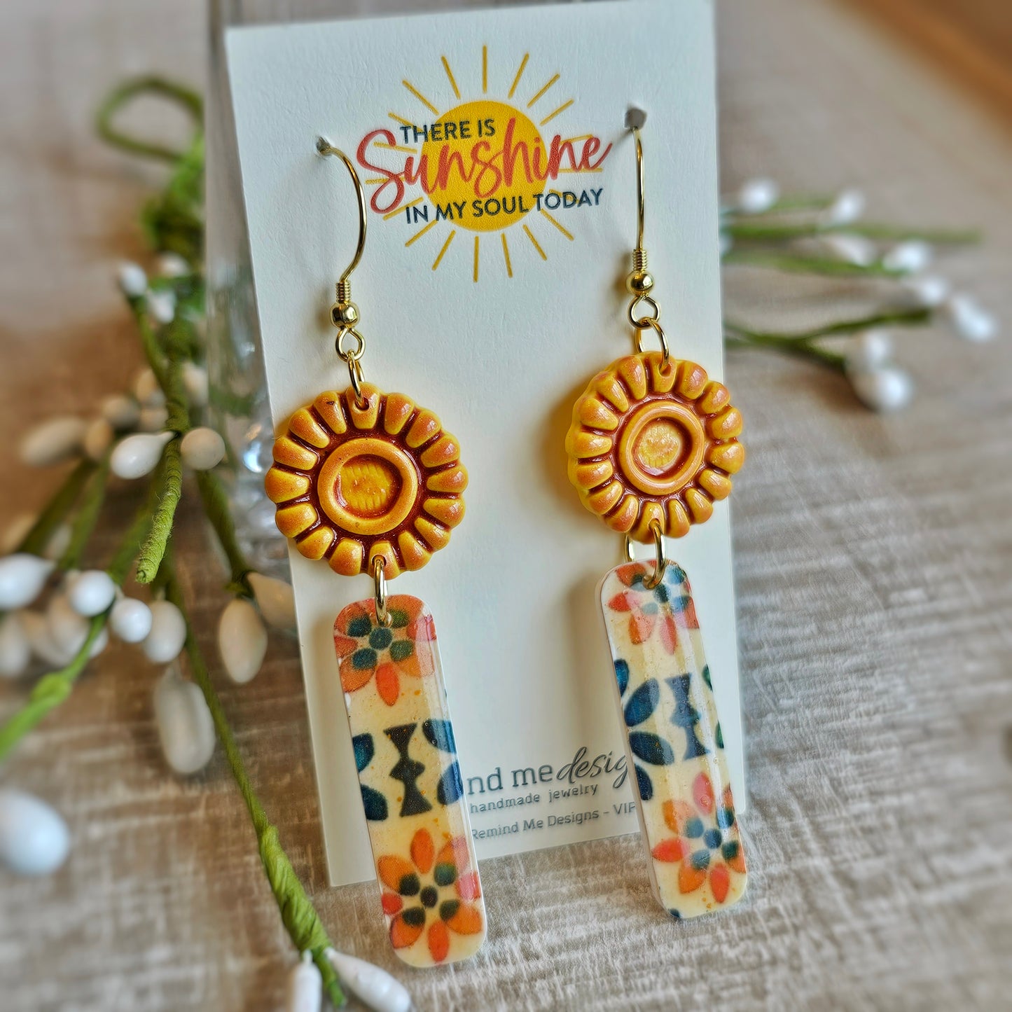 Clay Floral Dangle Earrings