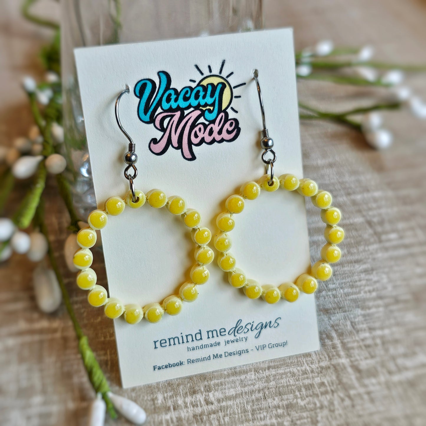 Dot Pattern Clay Dangle Earrings