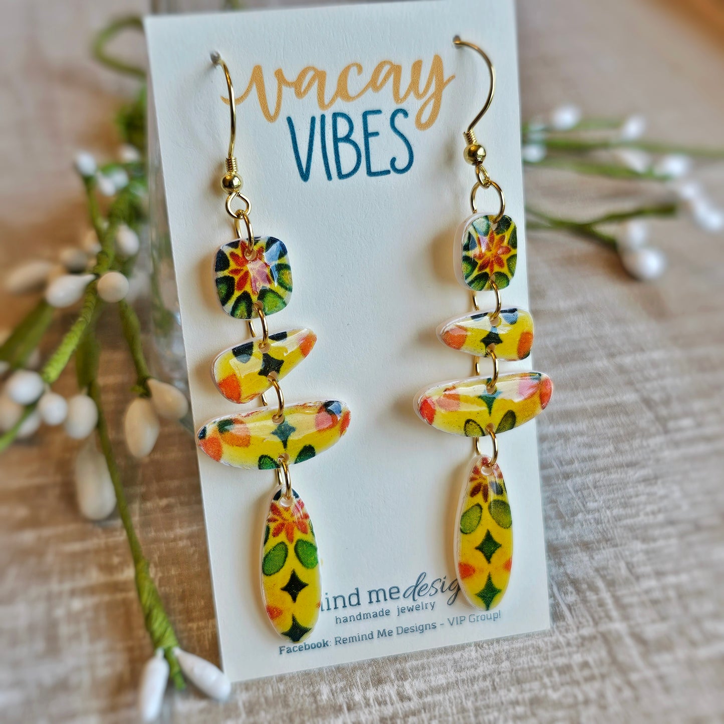 Clay Floral Dangle Earrings