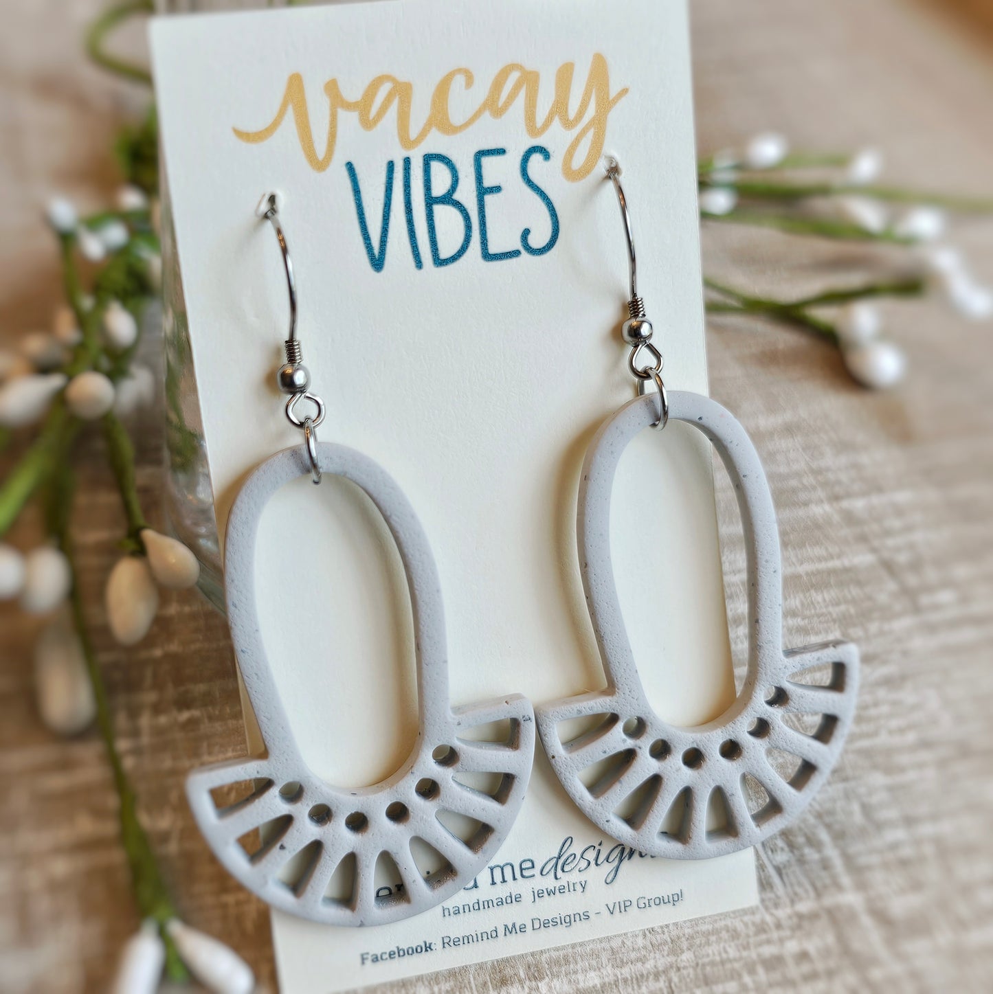 Gray Clay Dangle Earrings