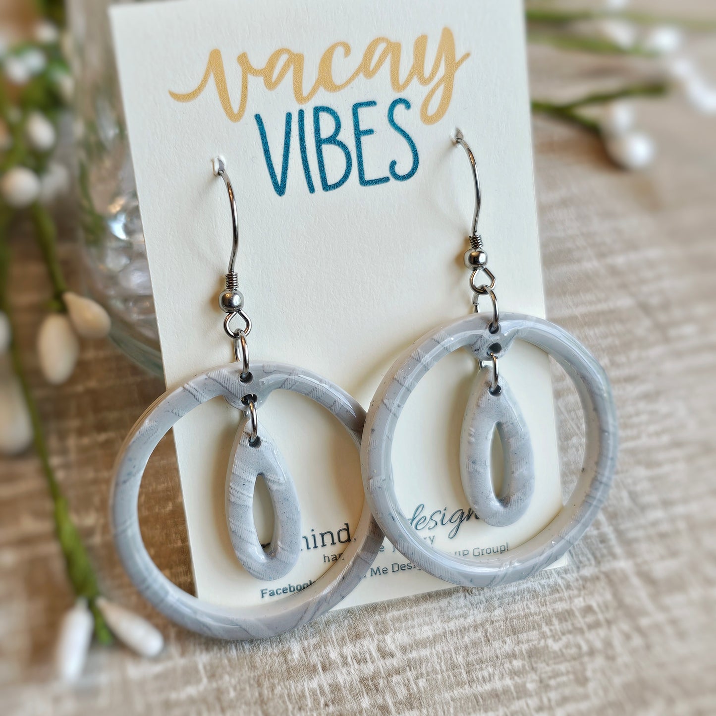 Gray Clay Dangle Earrings