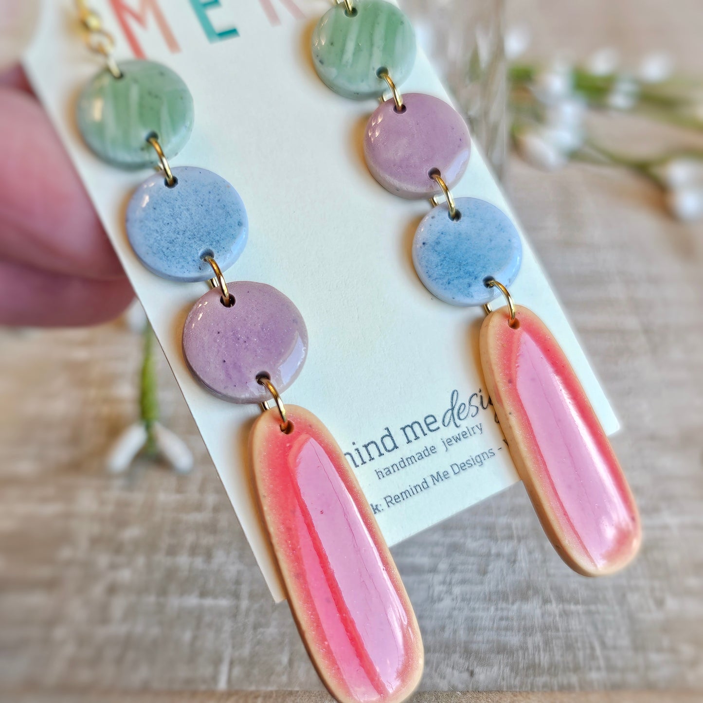 Colorful Stones Clay Dangle Earrings
