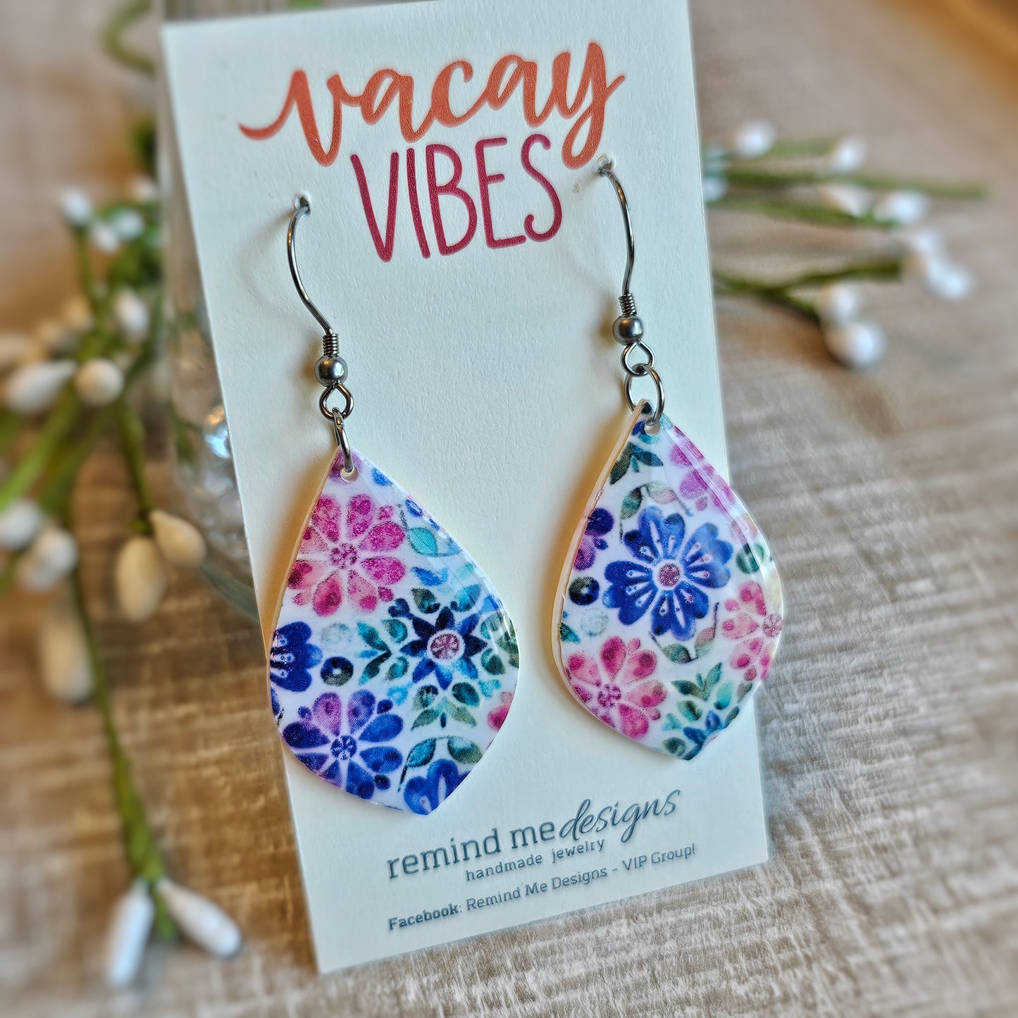 Colorful Floral Clay Dangle Earrings