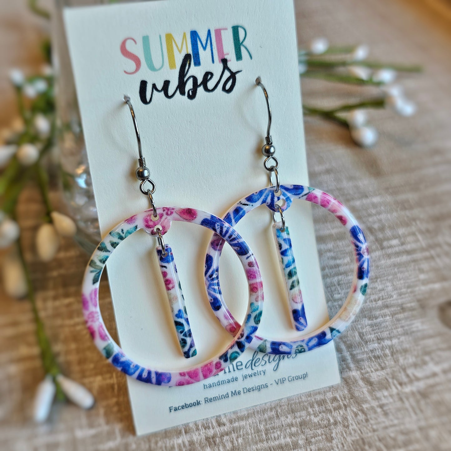 Colorful Floral Clay Dangle Earrings