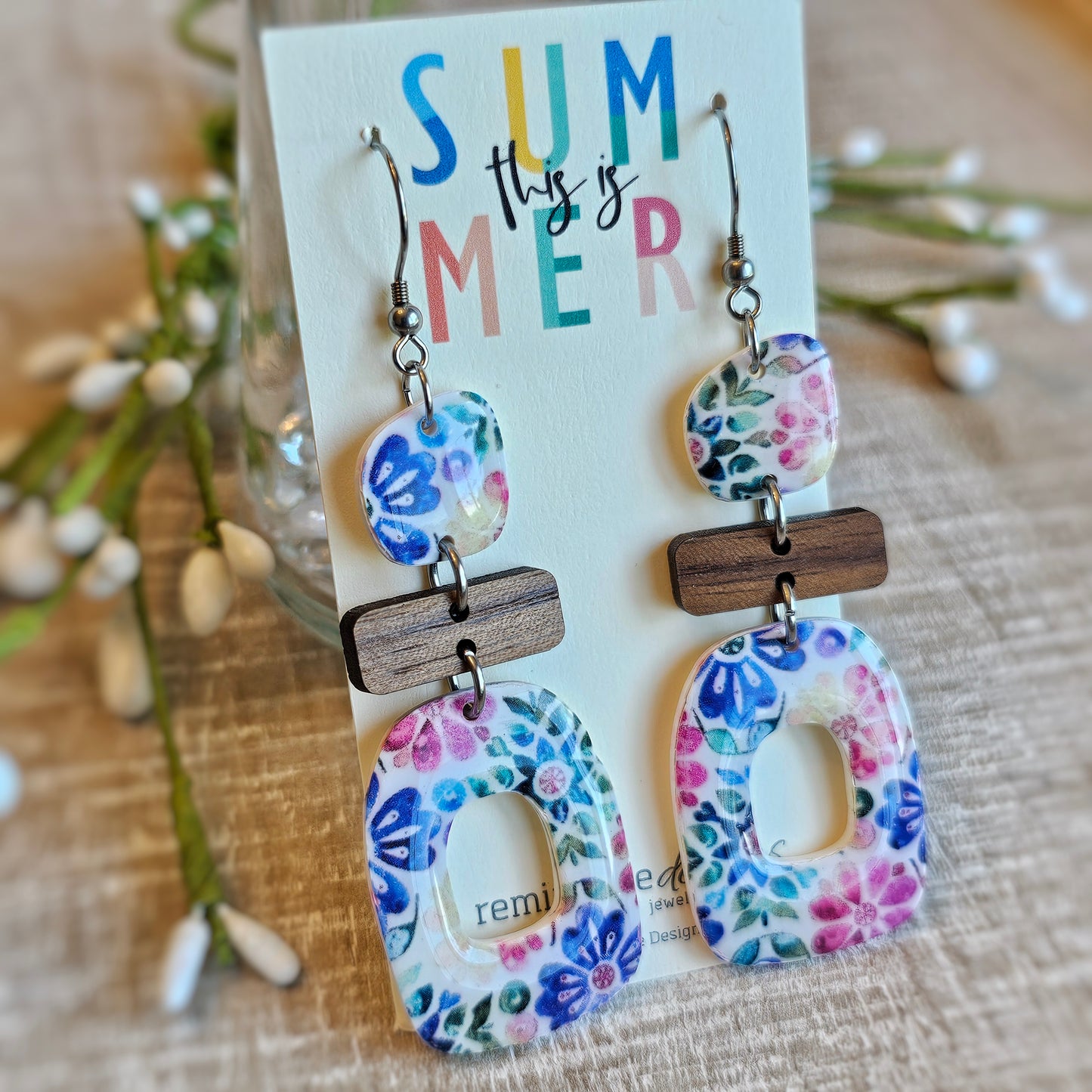 Colorful Floral Clay Dangle Earrings