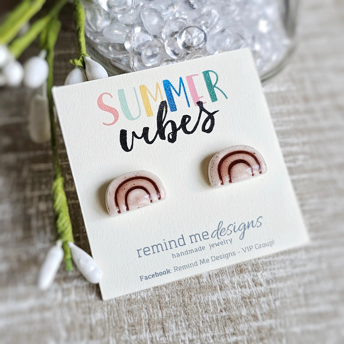 Rainbow Arch Clay Stud Earrings