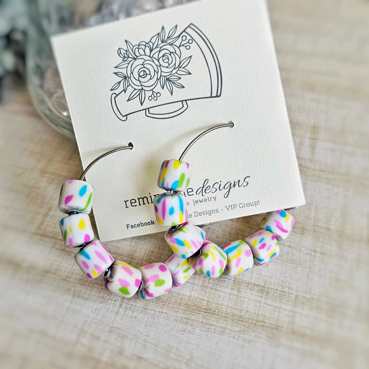 Colorful Clay Beaded Hoop Earrings