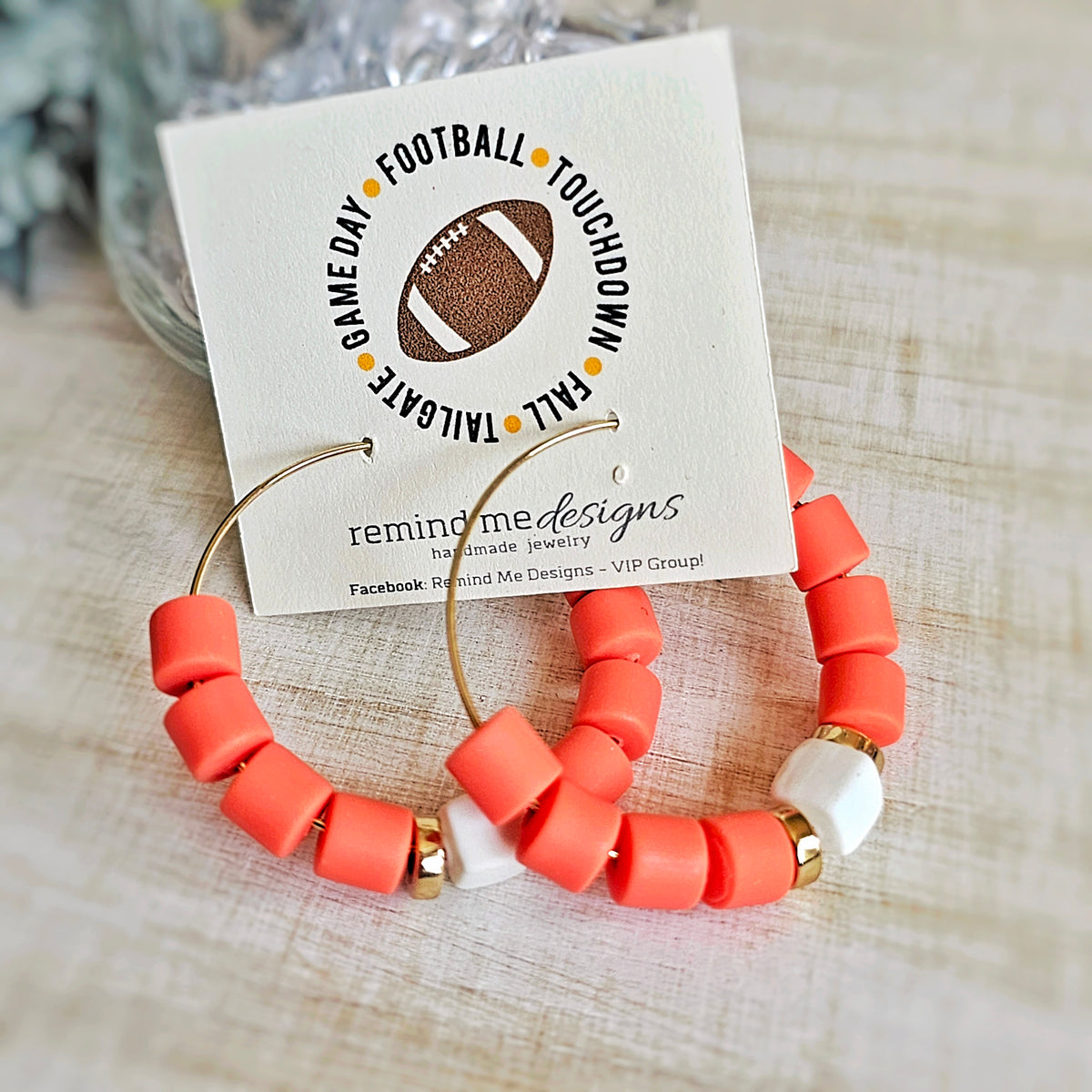 Orange Clay Beaded Hoop Earrings