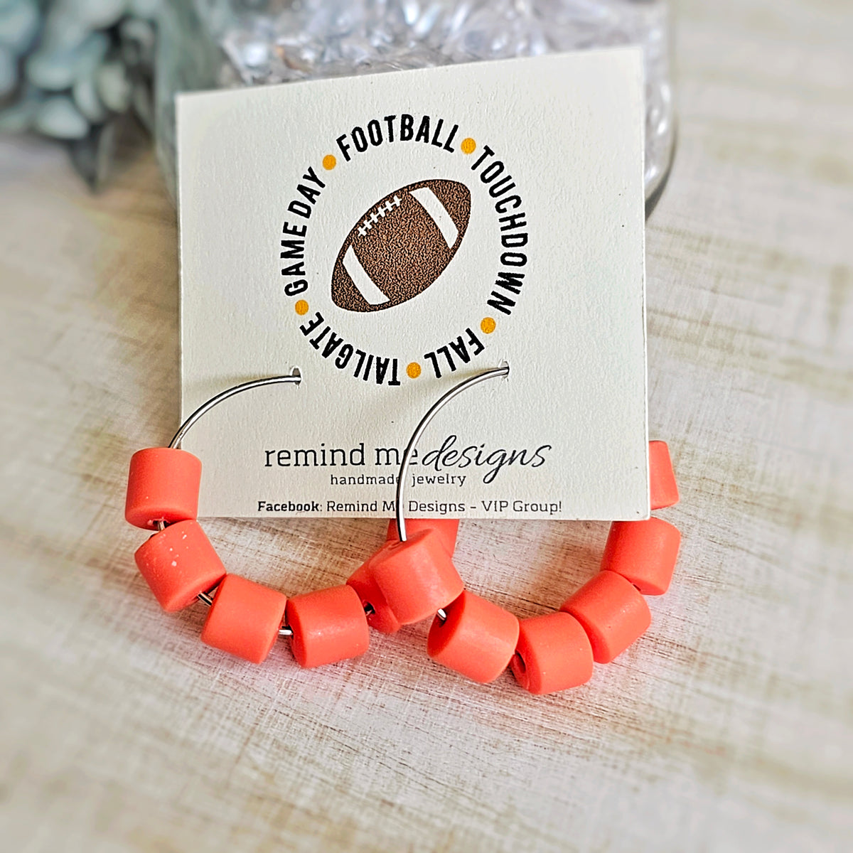 Orange Clay Beaded Hoop Earrings