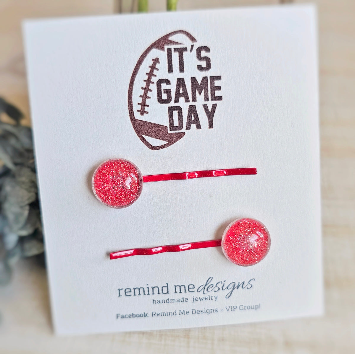 Red Glitter Bobby Pins
