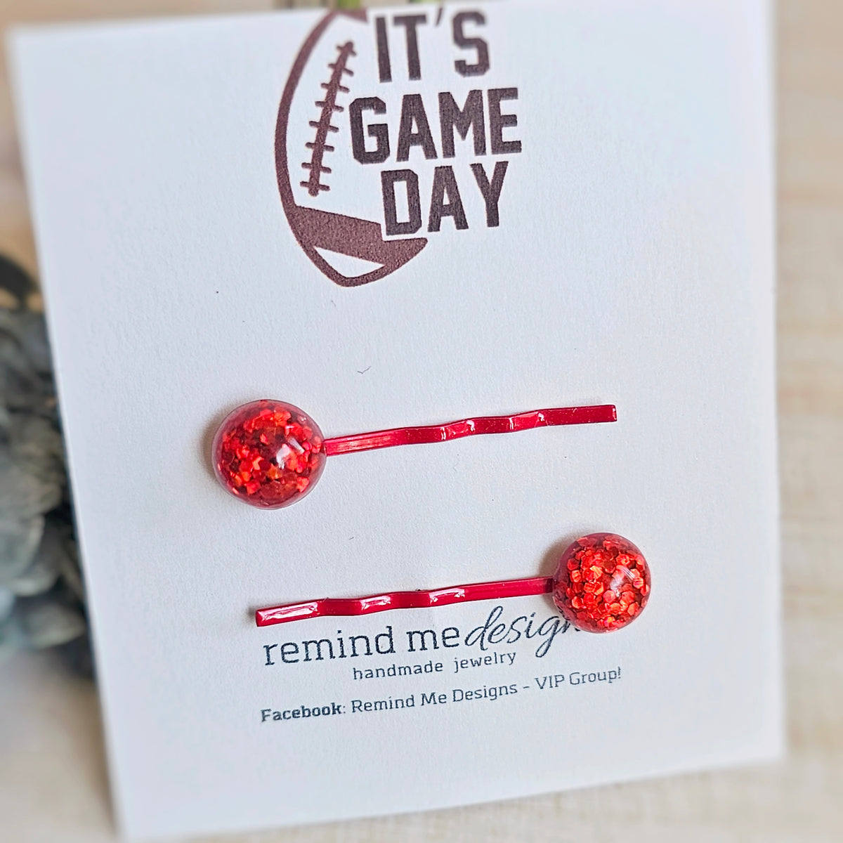 Red Glitter Bobby Pins
