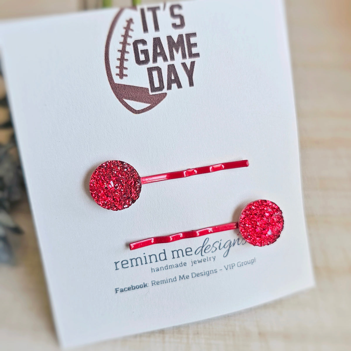 Red Druzy Bobby Pins