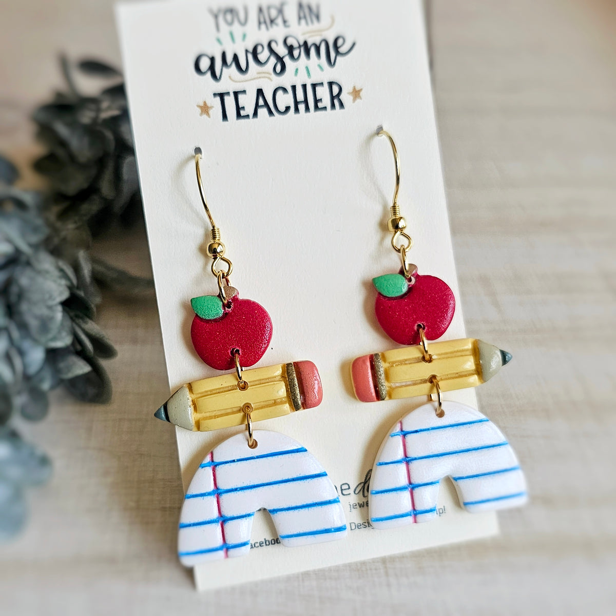 **MADE TO ORDER** Apple Pencil and Notebook Clay Dangles
