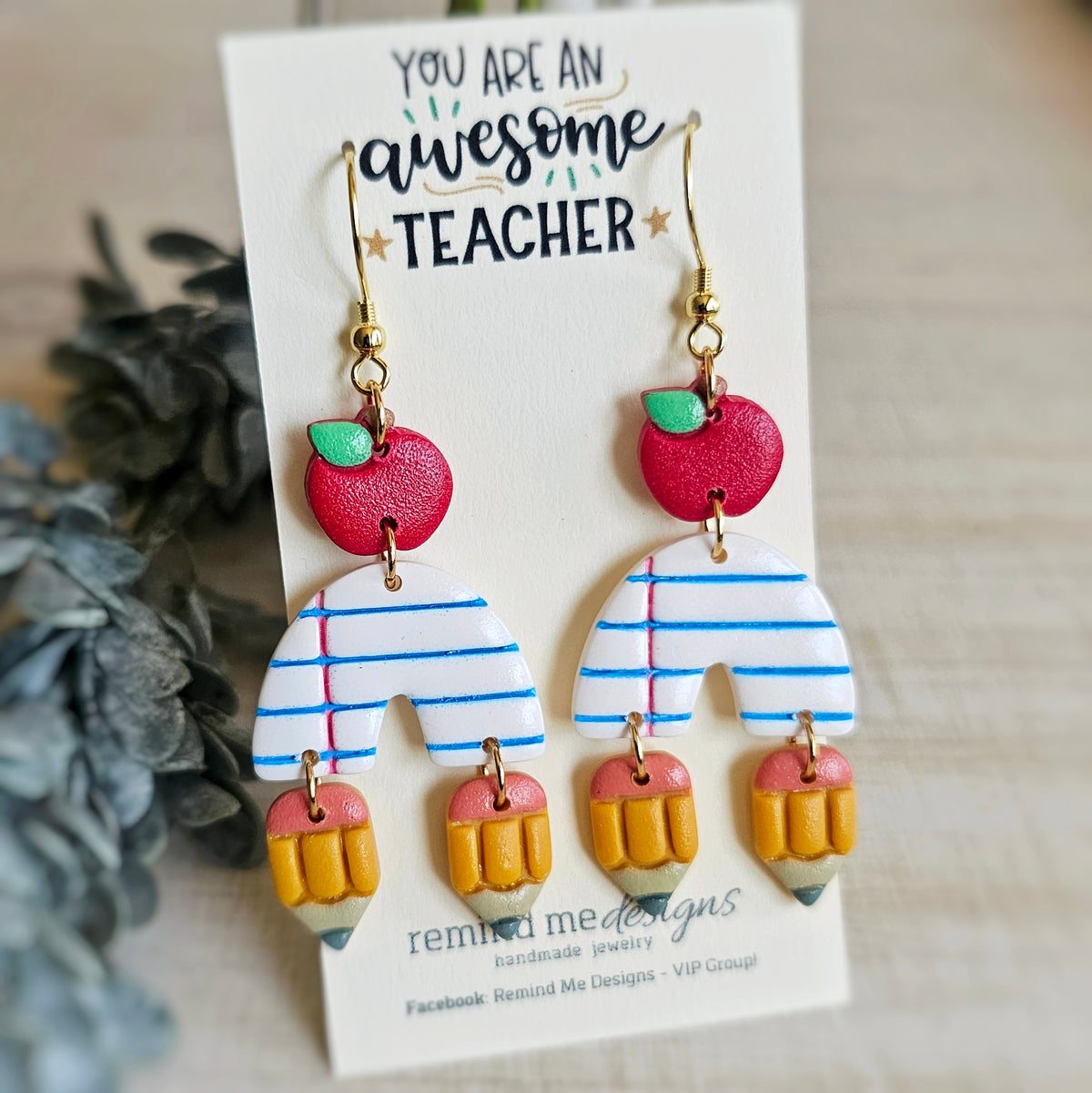 **MADE TO ORDER** Apple Pencil and Notebook Clay Dangles