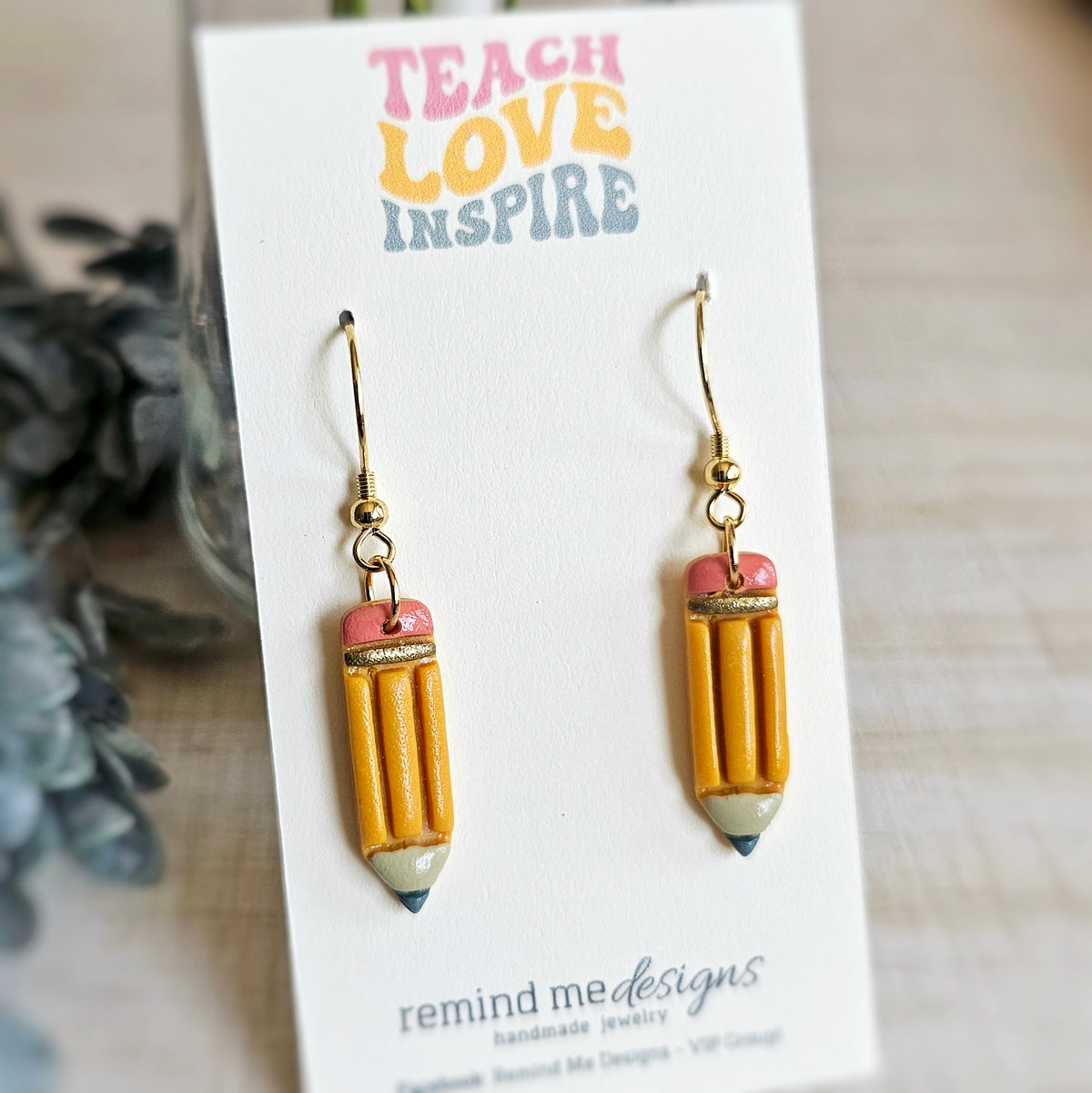 Pencil Polymer Clay Dangle Earrings