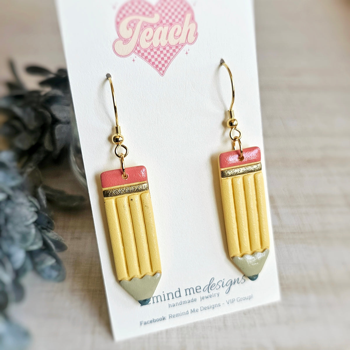 Pencil Polymer Clay Dangle Earrings
