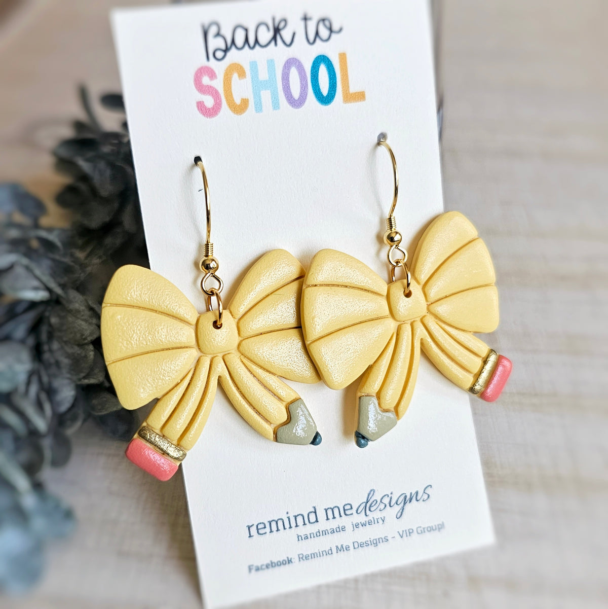 **MADE TO ORDER** Pencil Bow Polymer Clay Dangle Earrings