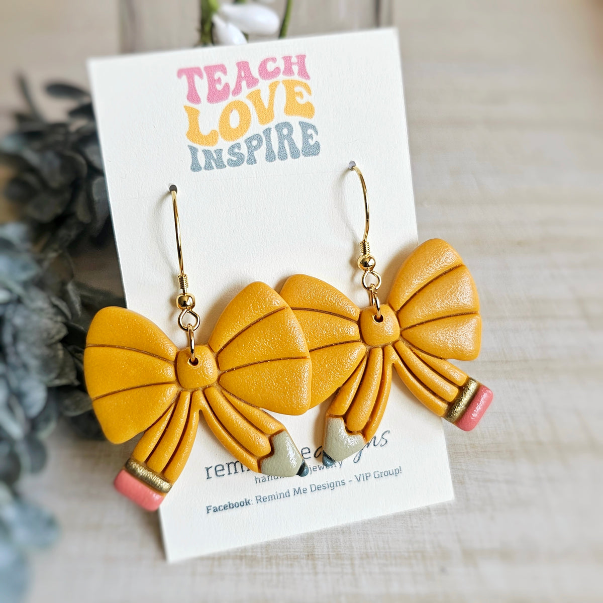 **MADE TO ORDER** Pencil Bow Polymer Clay Dangle Earrings