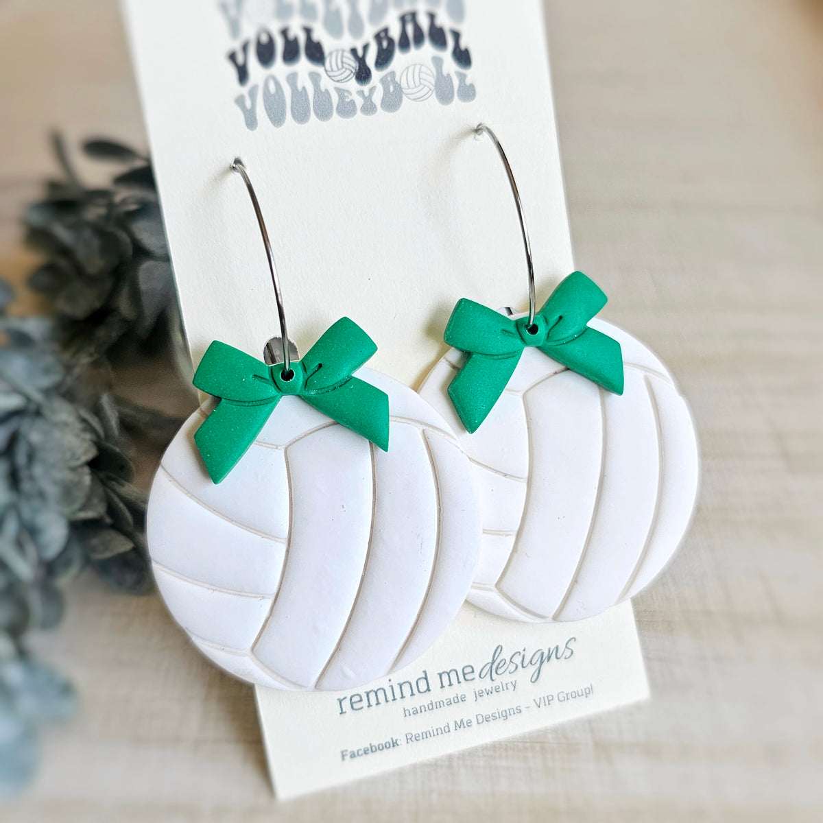 **MADE TO ORDER** Volleyball with Bows Clay Dangles
