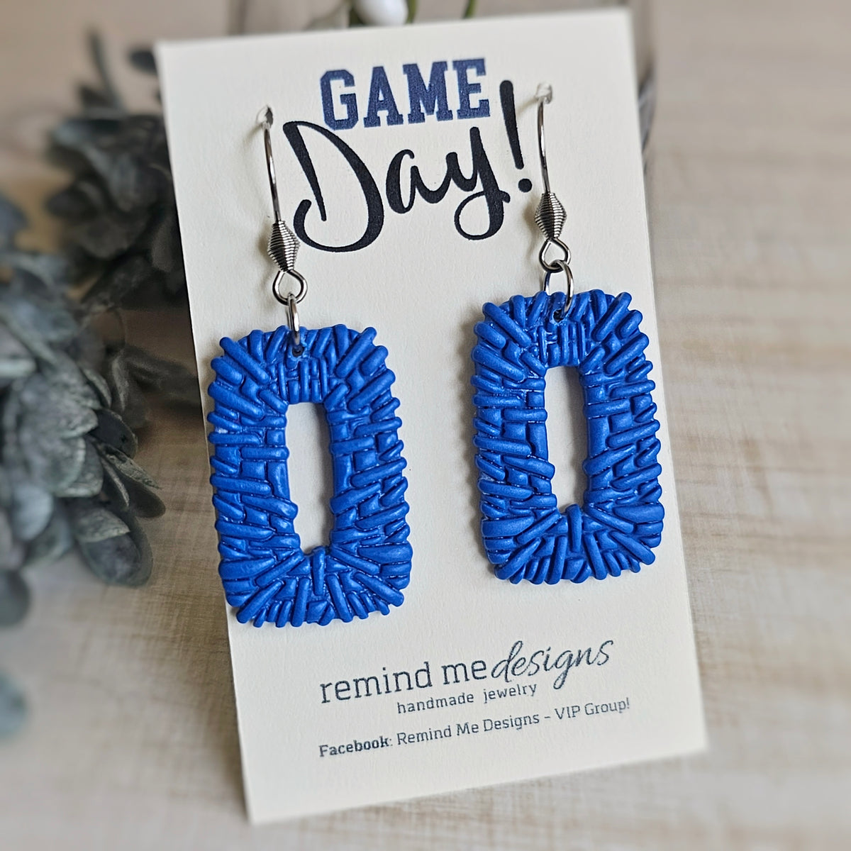 Blue Rattan Clay Dangle Earrings