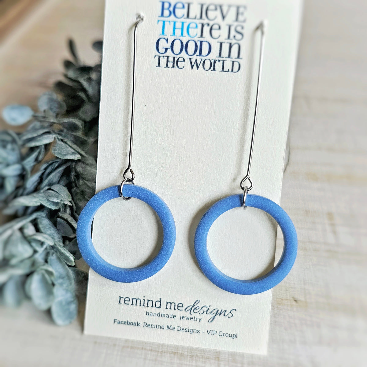 Dusty Blue Clay Dangle Earrings