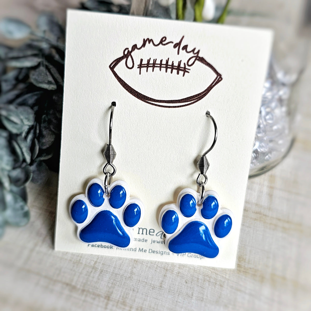 **MADE TO ORDER** Blue Paw Clay Dangle Earrings