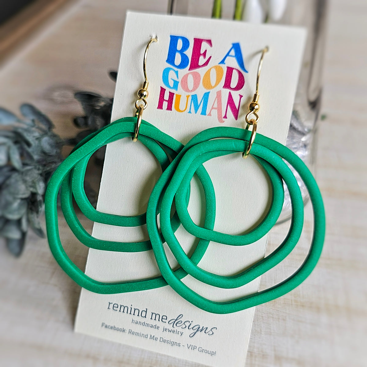 Green Clay Dangles Earrings