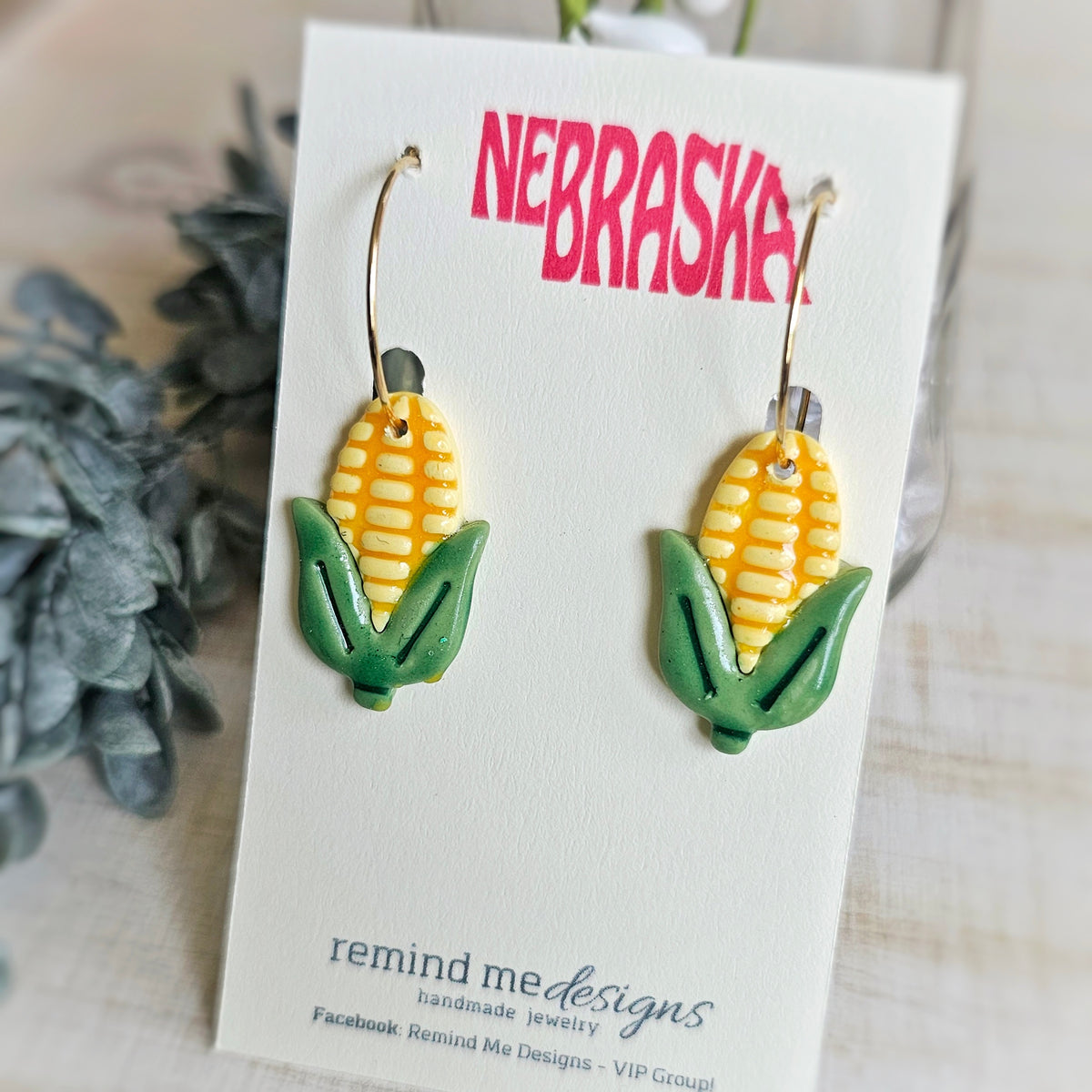 Nebraska Corn Clay Earrings