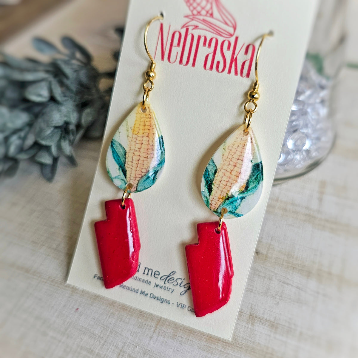 Nebraska Corn Clay Earrings