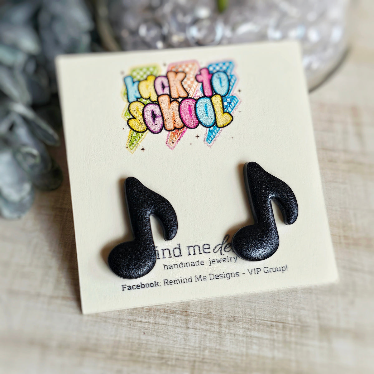 **MADE TO ORDER** Black Music Note Clay Stud Earrings