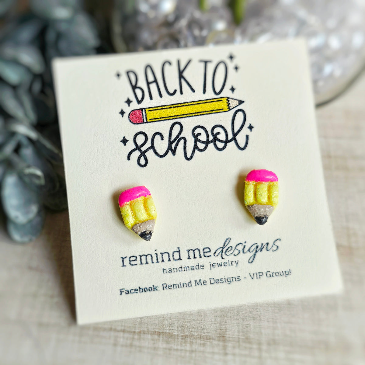 Yellow Glitter Pencil Clay Stud Earrings