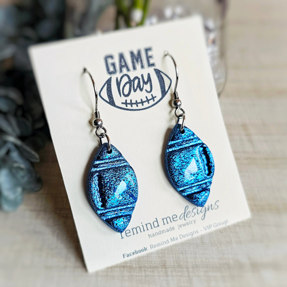 Football Polymer Clay Dangle Earrings