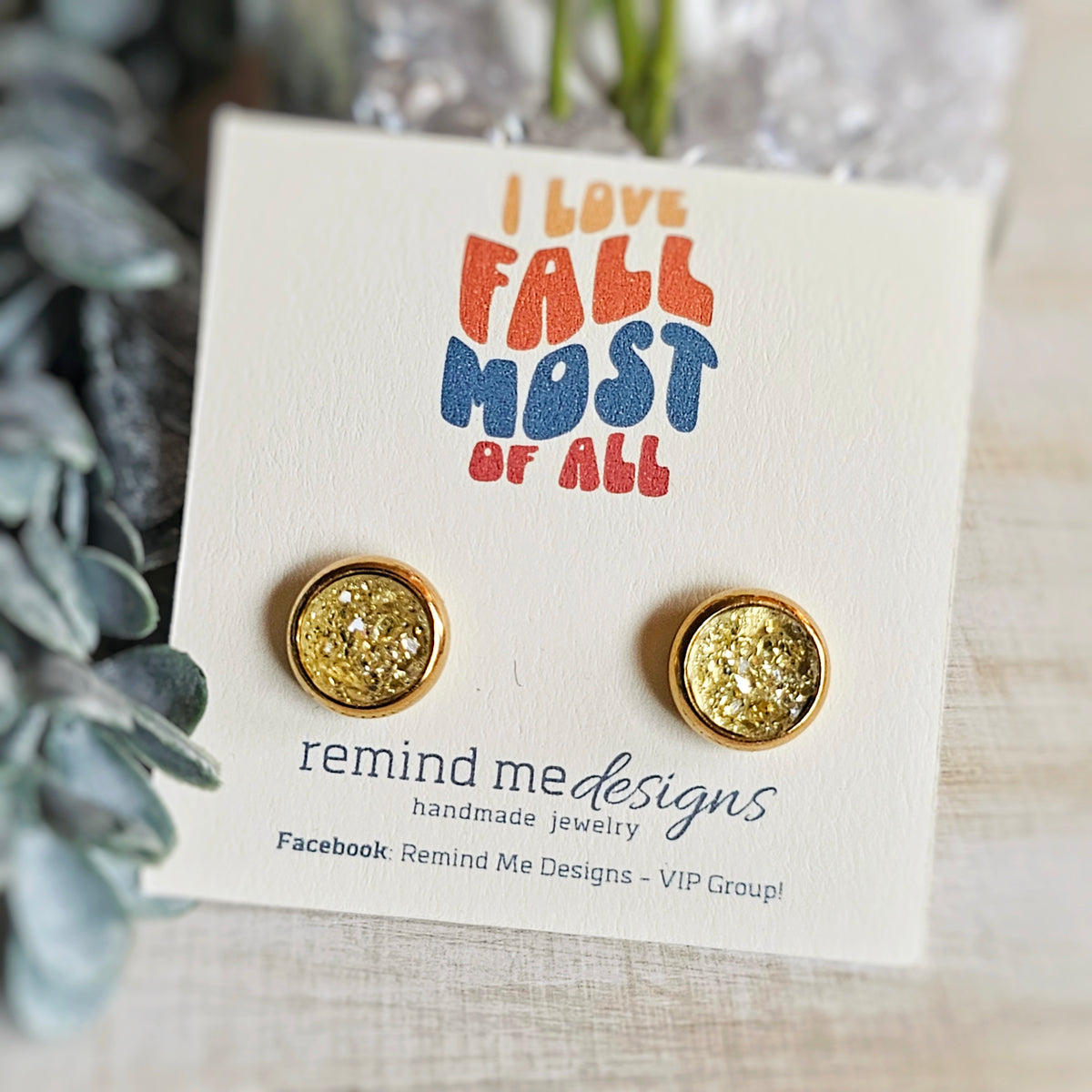 Champagne and Gold Druzy Stud Earrings