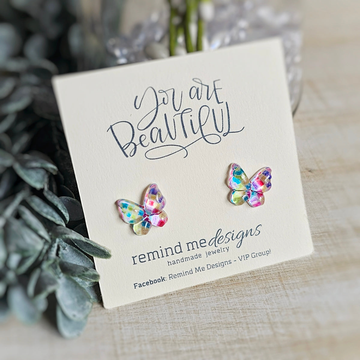 MultiColor Butterfly Resin Studs