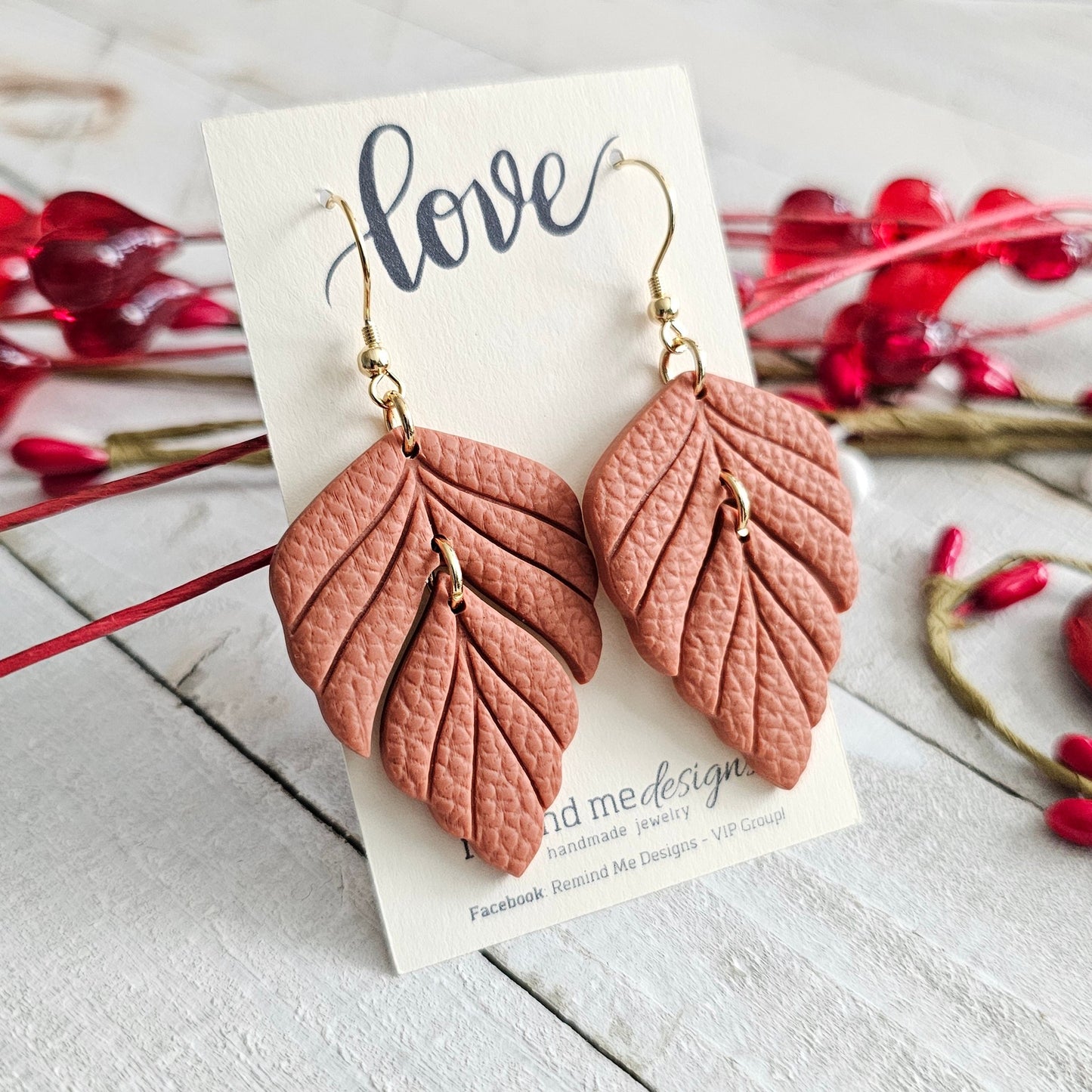 Burnt Orange Polymer Clay Dangle Earrings