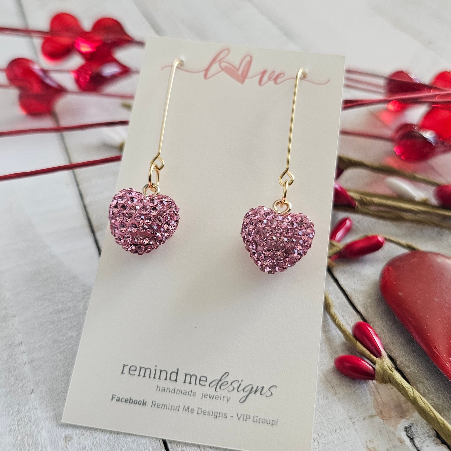 Rhinestone Heart Dangle Earrings
