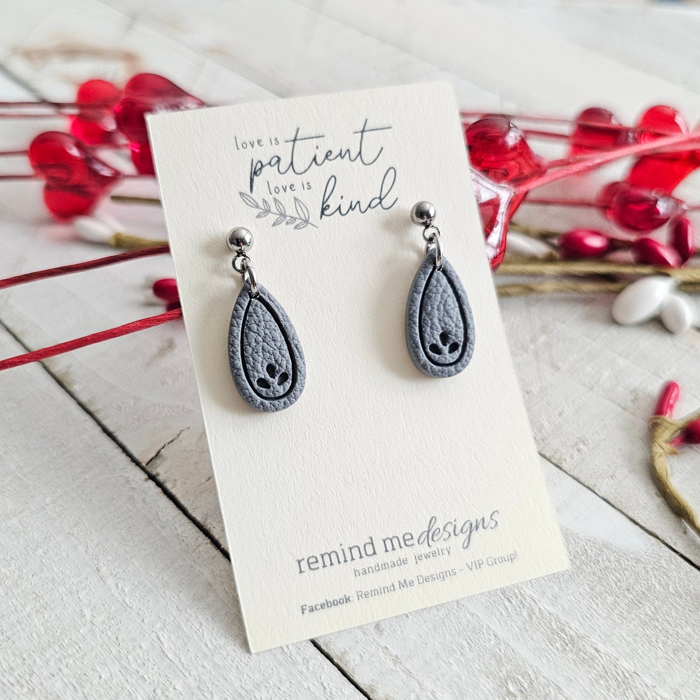 Gray Polymer Clay Dangle Earrings