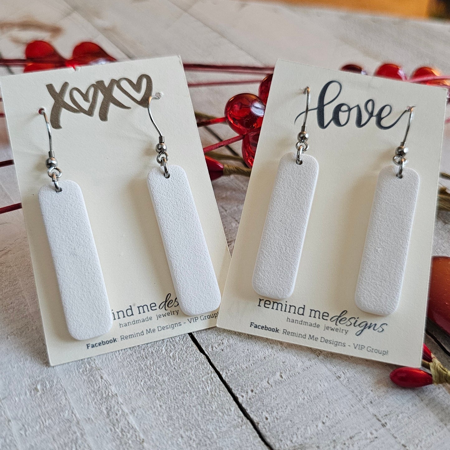 White Polymer Clay Dangle Earrings