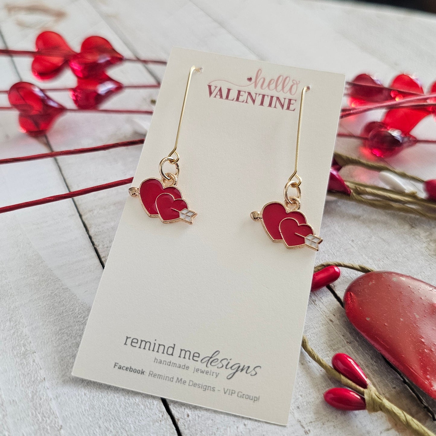 Red Heart Charm Dangle Earrings