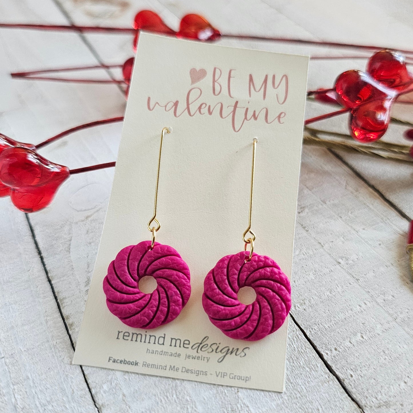 Bright Magenta Polymer Clay Dangle Earrings