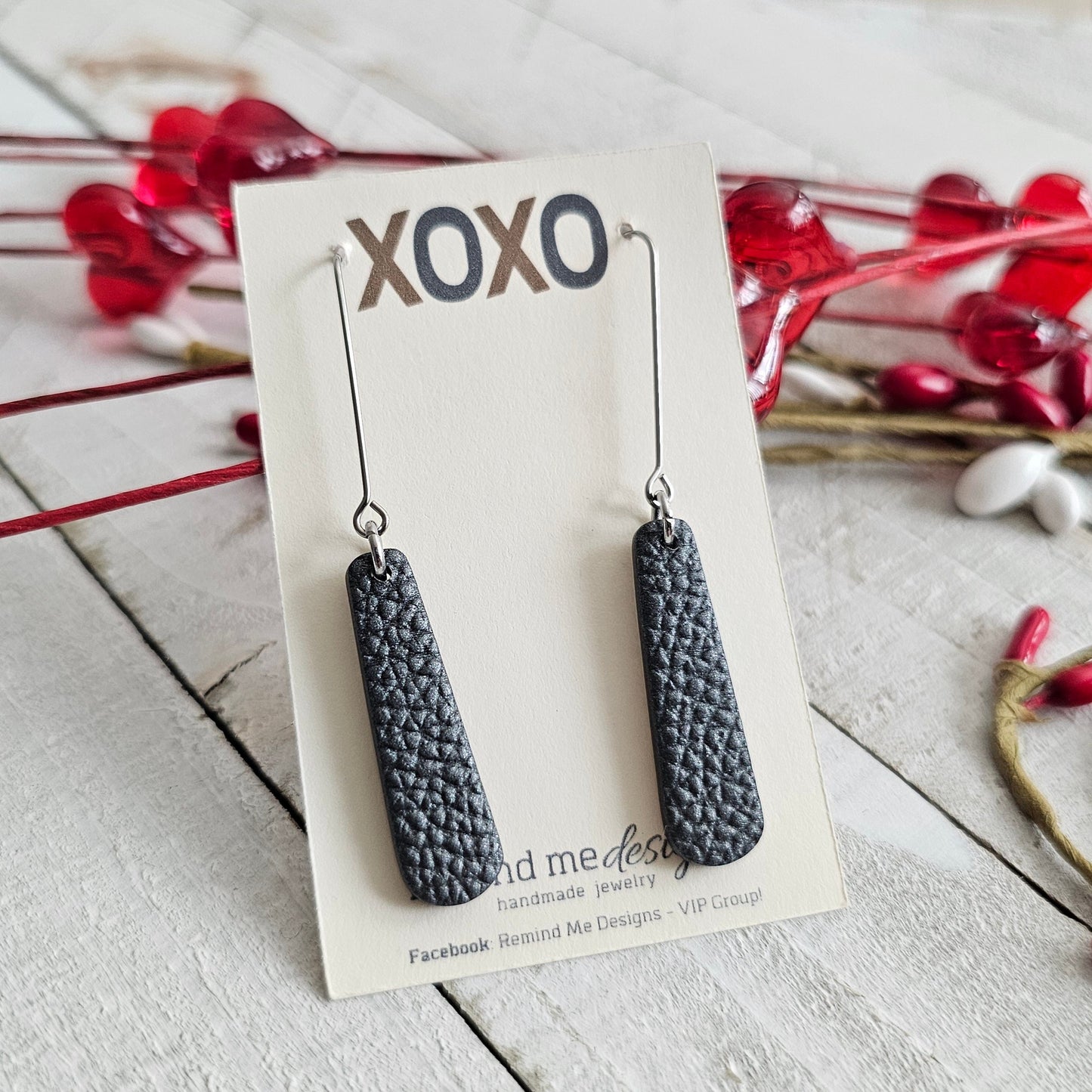 Gunmetal Polymer Clay Dangle Earrings