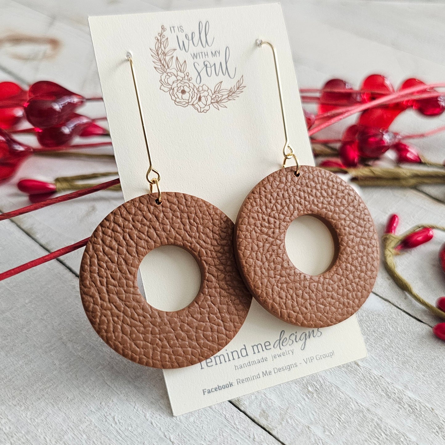 Brown Polymer Clay Dangle Earrings