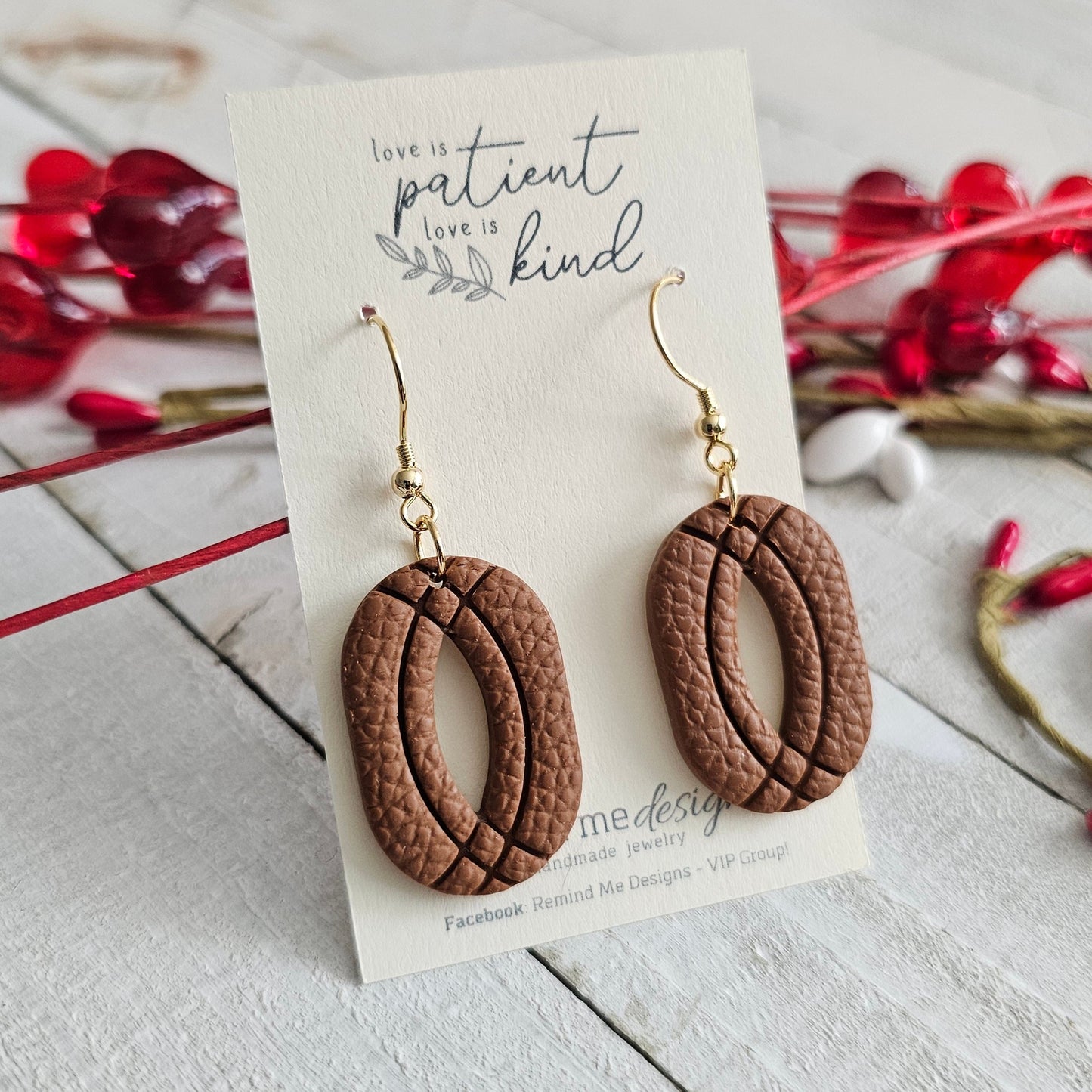 Brown Polymer Clay Dangle Earrings