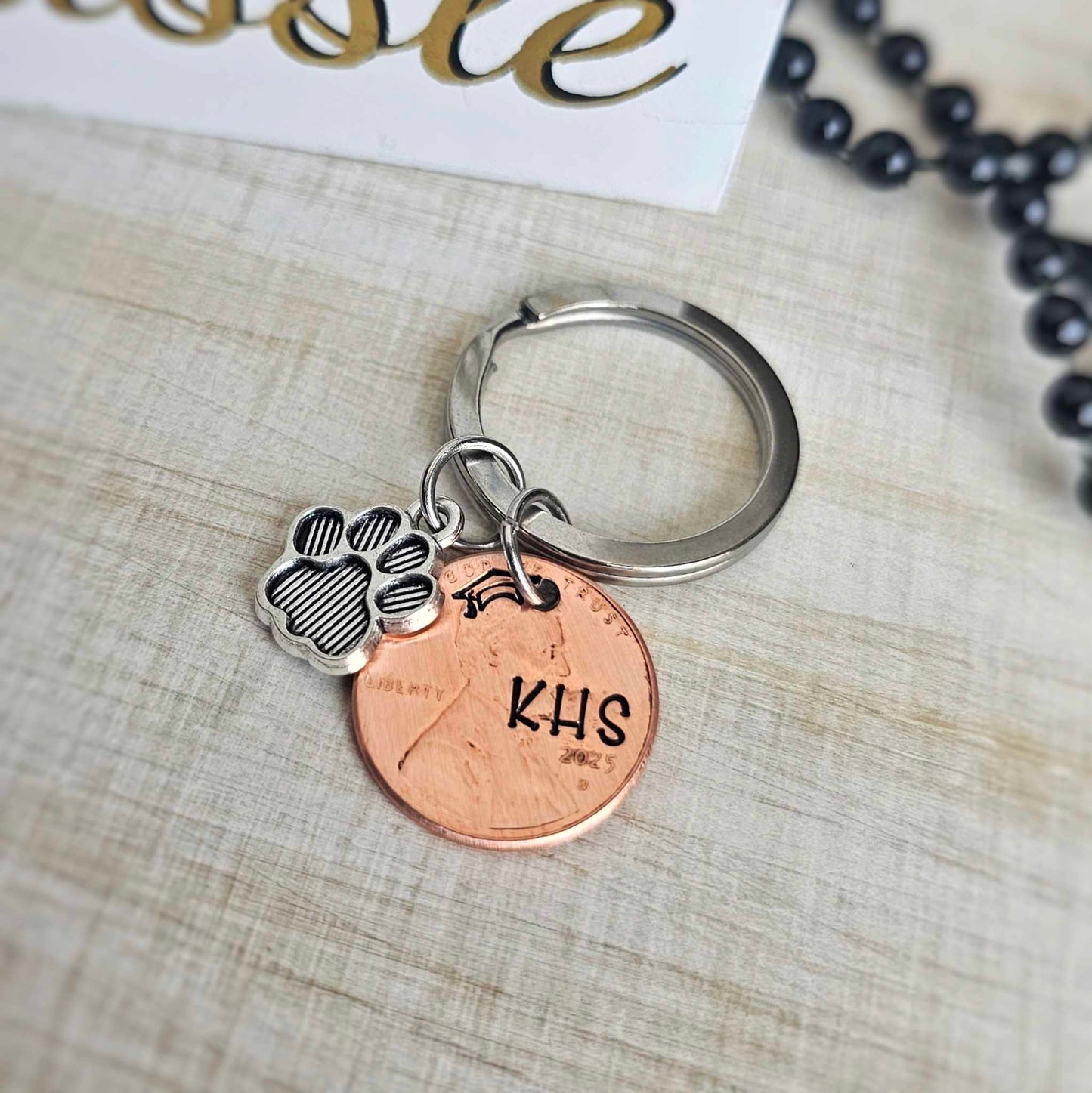 Custom Letter 2025 Penny Graduation Keychain